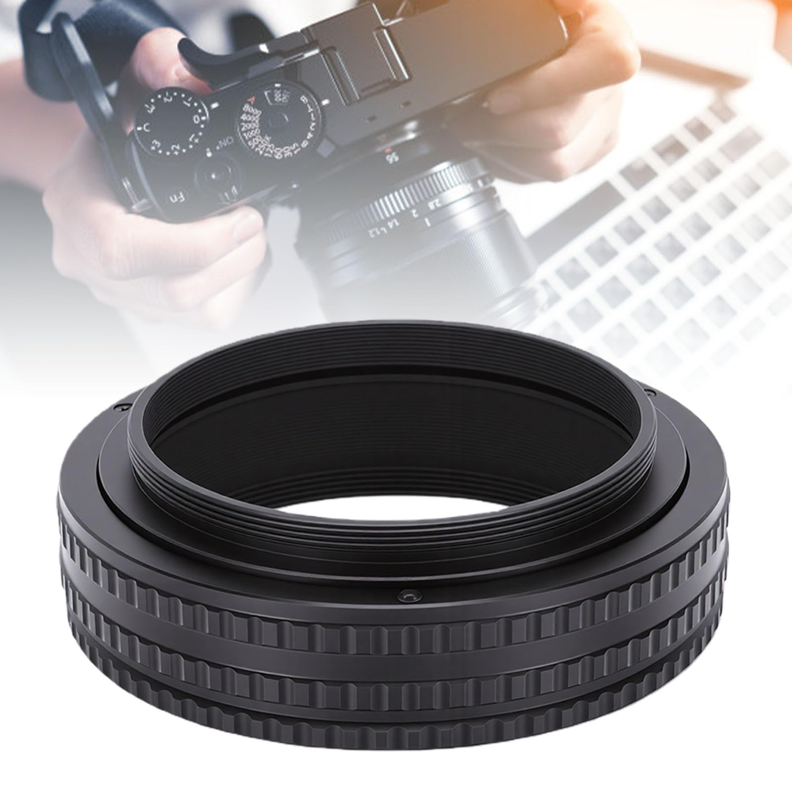 aqxreight Adaptador de Lente Macro Apto para Cámara LM 17 31mm M42 Montaje de Tornillo a Cámara Adaptador de Lente de Enfoque Ajustable Tubo Macro