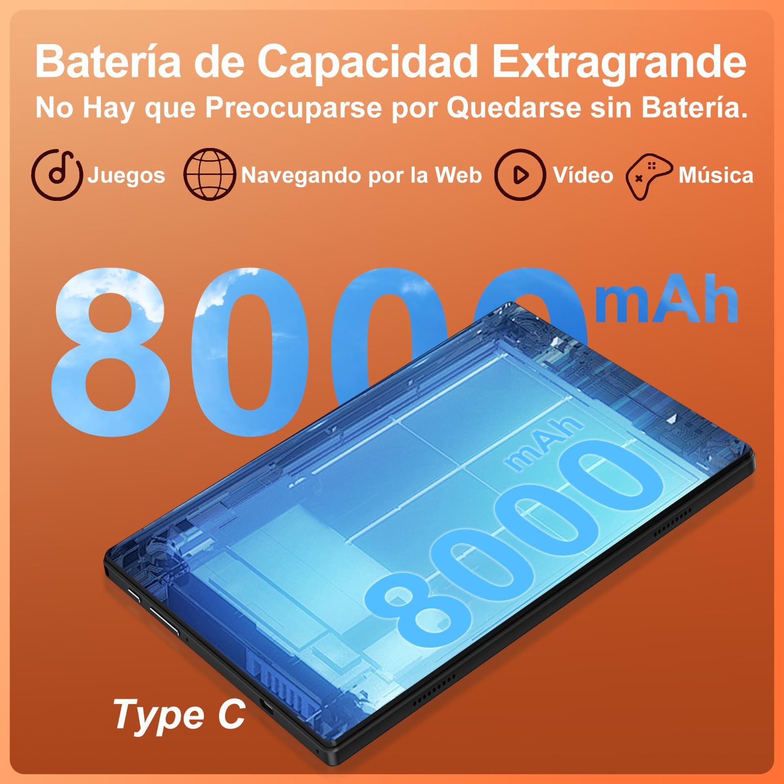 Tablet 30GB RAM 128GB ROM(TF 2TB Expandible), 10 Pulgadas 8000mAh/ WIFI 5G/ BT5.0/ OTG/ GPS, Cámara 5+8 MP, Certificación GMS, Widevine L1, Tableta de Cuerpo Metálico con Funda Protectora -Negro