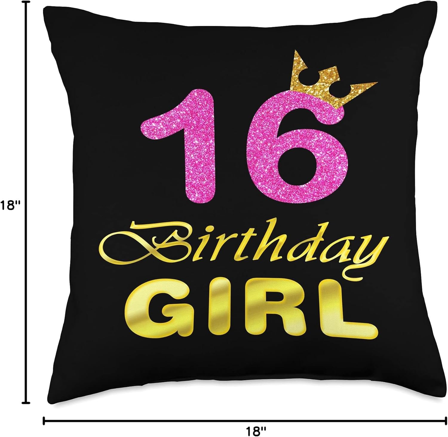 16th Birthday Girl Princess Cute Art For 16 Years Old Throw Pillow