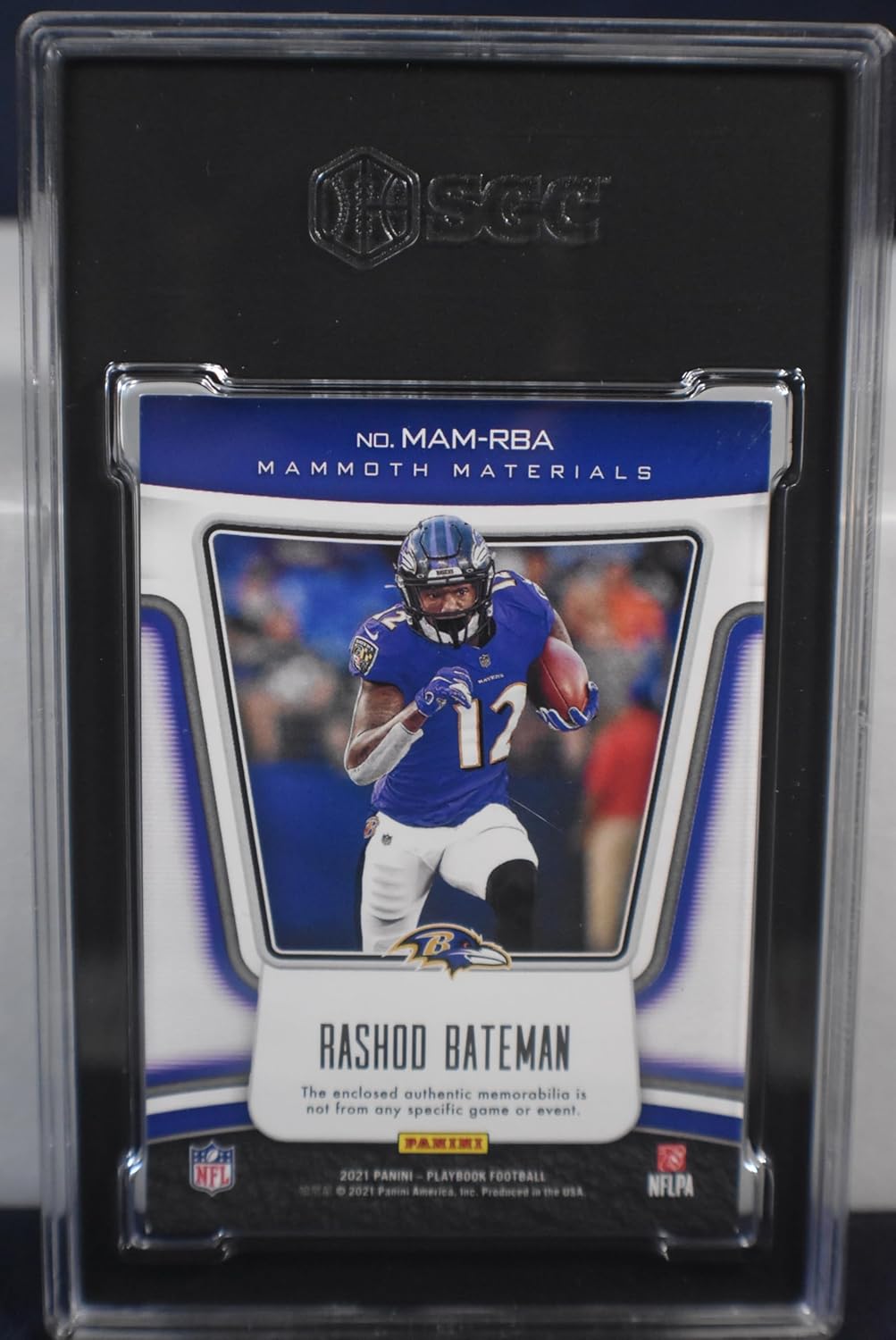 RASHOD BATEMAN 2021 Panini Playbook Mammoth Materials #MAM-RBA GOLD PARALLEL Mem Rookie Card RC #03 of only 99 Made! SGC Graded NM-Mint 8 Football Baltimore Ravens Minnesota Golden Gophers