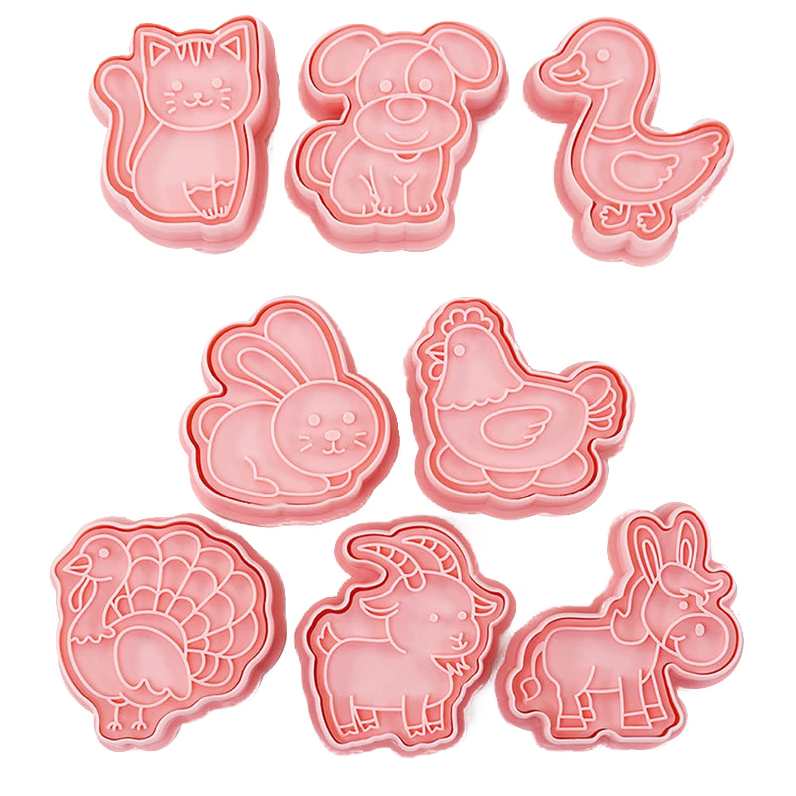 BOGEEL 8 Pieces/Set Cookie Cartoon Farm Animals Theme Pressable Biscuit Molds Cookie Stamps Kitchen Pastries Tool
