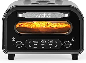 Pizza Oven Indoor, Heats up to 850°F, Makes 12” Pizzas in 90 Seconds, Electric Pizza Oven with 6 Touchscreen Presets, Countertop Pizza Ovens for Kitchen, Recipes & Pizza Stone Peel Included, Dark Grey