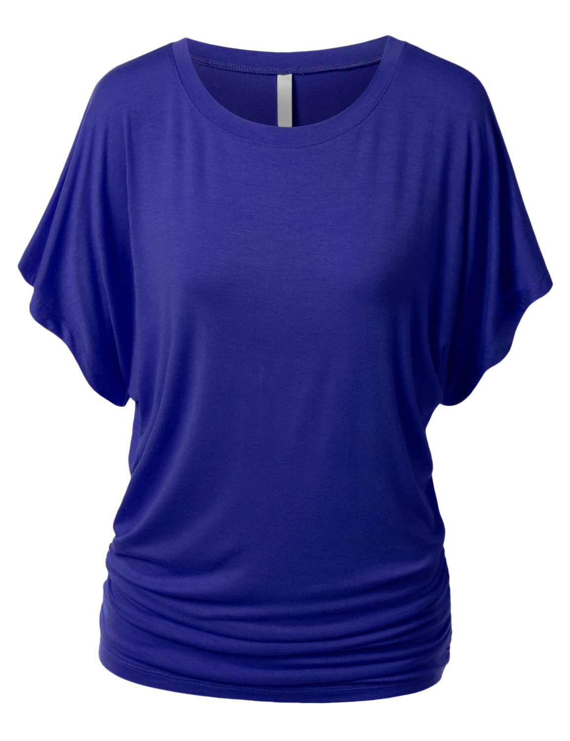 Womens Dolman Sleeve Top Boatneck Drape Shirts-Royal, S