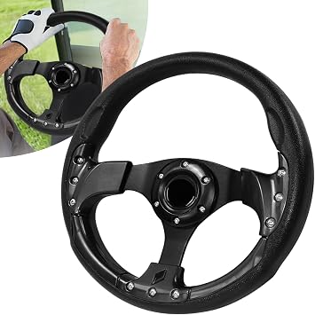 Universal Golf Steering Wheel, Ergonomic Fit for Club Car DS and Club Car DS Precedent EZGO Yamaha Golf 5156A-black