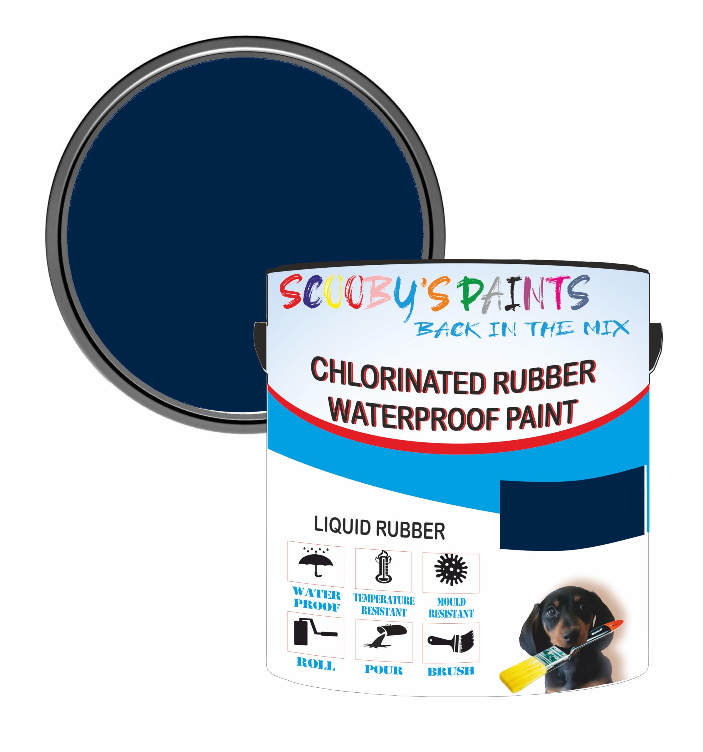 SCOOBYS PAINTS BACK IN THE MIX Chlorinated Rubber Waterproof Paint, Liquid Rubber, 250ML, Multiple Metallic Colours And Solids (BS381-108 AIRCRAFT BLUE)