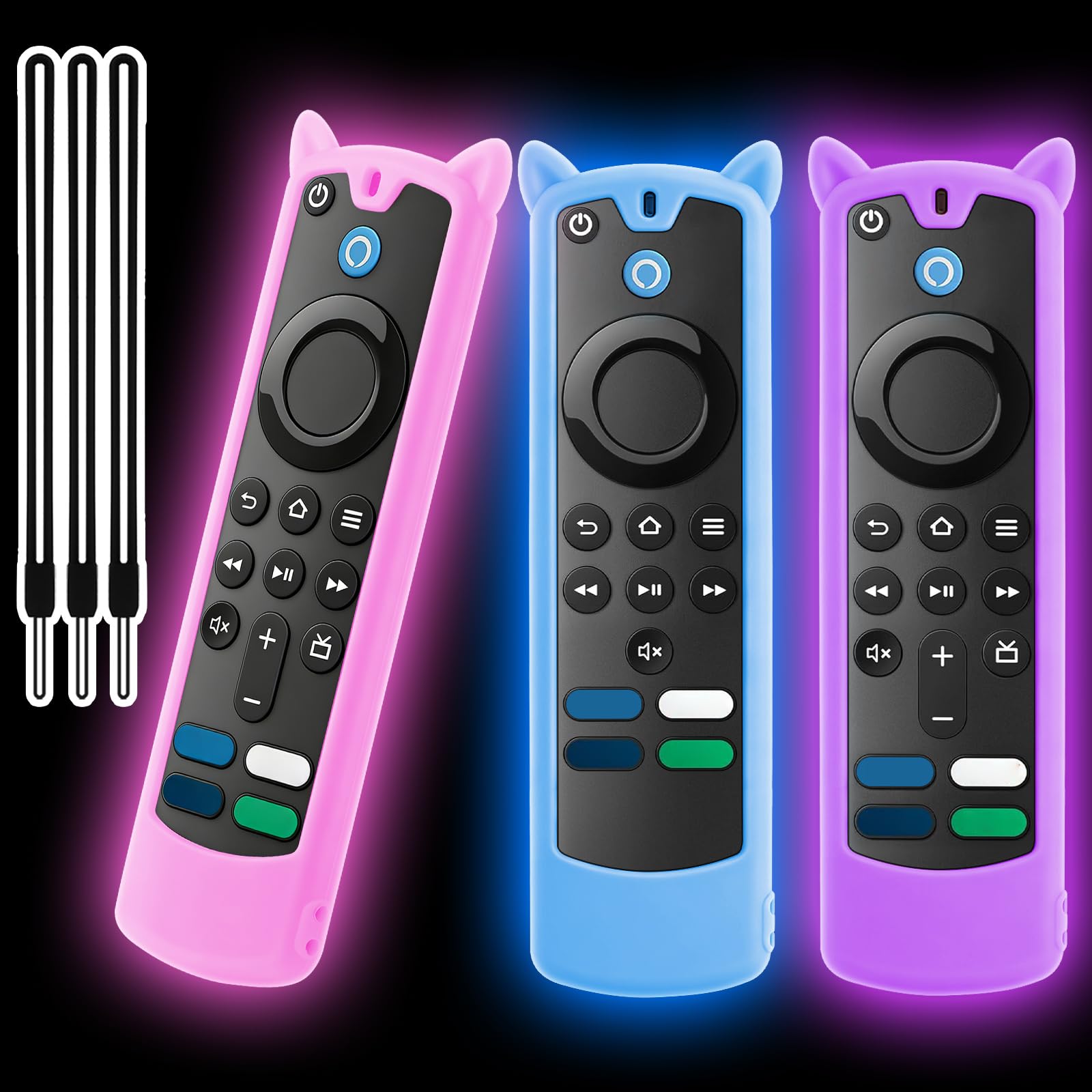 Wevove [3 Pack] Silicone Remote 3rd gen Cover with Lanyard,Anti-Slip Soft Silicone Protective Controller Case Glow in The Dark