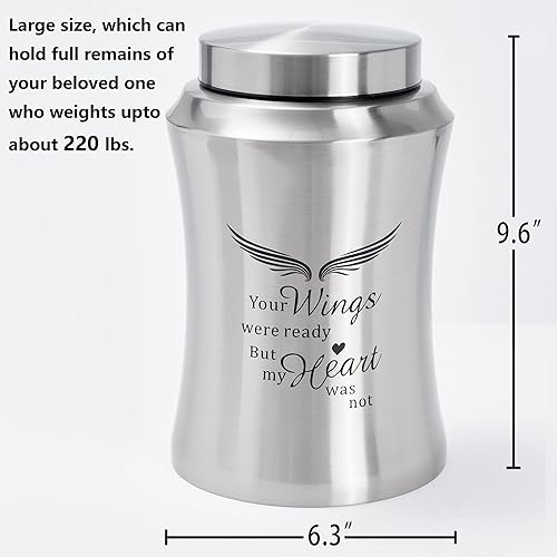 Miniatura 2 de LINES ARTE Urnas grandes para cenizas hombres adultos, urnas de rosa roja para cenizas humanas adultas de hasta 220 libras, urnas de cremación