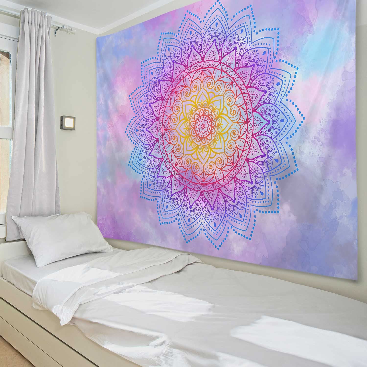 Rosielily Blue Mandala Tapestry Pink Mandala Tapestry Blue