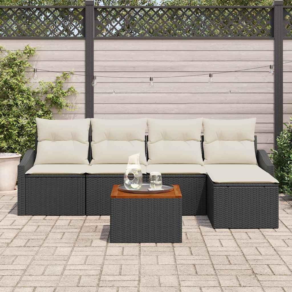 Modułowy polirattan odporny na warunki pogodowe Czarny 233 x 117 x 69 cm
