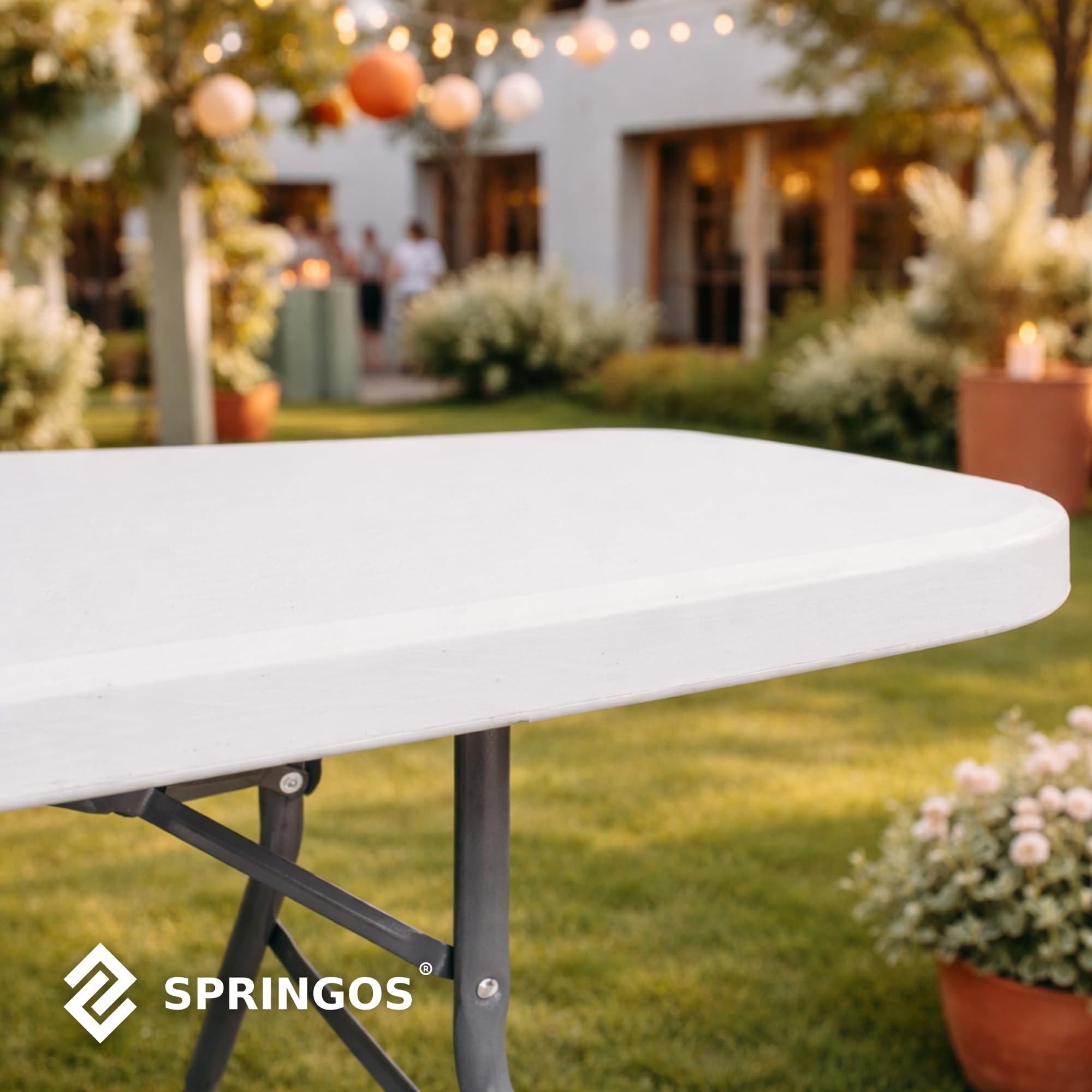 SPRINGOS Mesa de fiesta para banquete de 240 x 75 x 75 cm, plegable para gastronomía, con asa de transporte, función de maleta, plástico, metal para interior y exterior