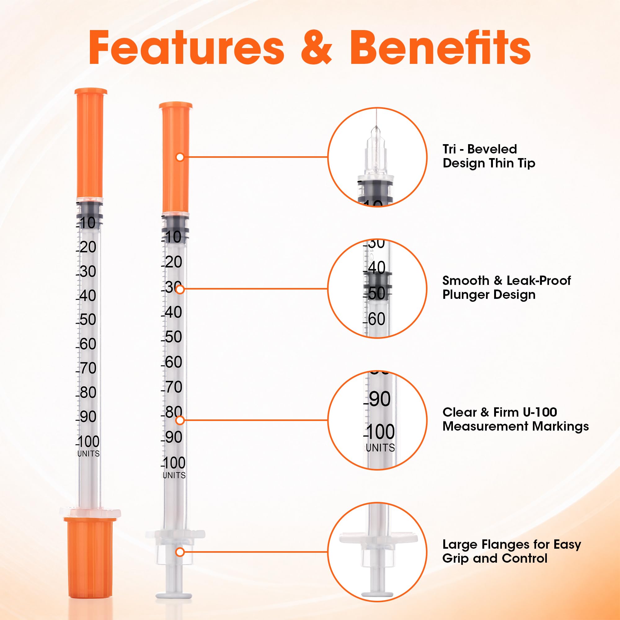 U-100 1ml 30 Gauge 5/16"(8mm) Syringe, 20 Packs 1cc Syringes — Amazon image 2