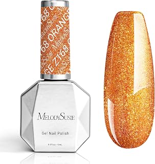 MelodySusie Burnt Orange Glitter Gel Nail Polish,0.5fl oz Pumpkin Shimmer Soak Off UV LED Orange Glitter Gel Polish Gift for Women Nail Art Manicure Salon DIY Nail Design Decoration at Home-z168