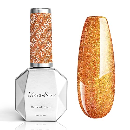 MelodySusie Burnt Orange Glitter Gel Nail Polish,0.5fl oz Pumpkin Shimmer