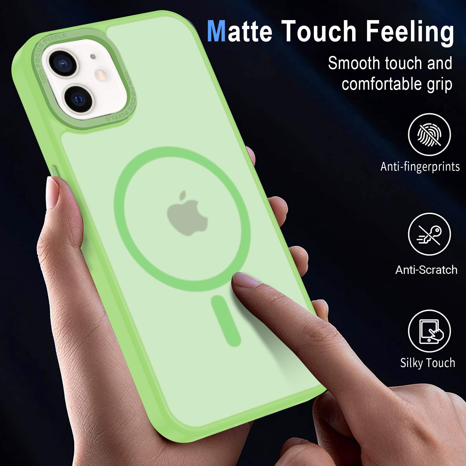 XTCASE Cover Magnetica per iPhone 11 [Compatibile con MagSafe], Custodia Traslucida Opaca Posteriore Resistente ai Graffi TPU Bumper Antiurto Sottile Protettiva Case, Verde