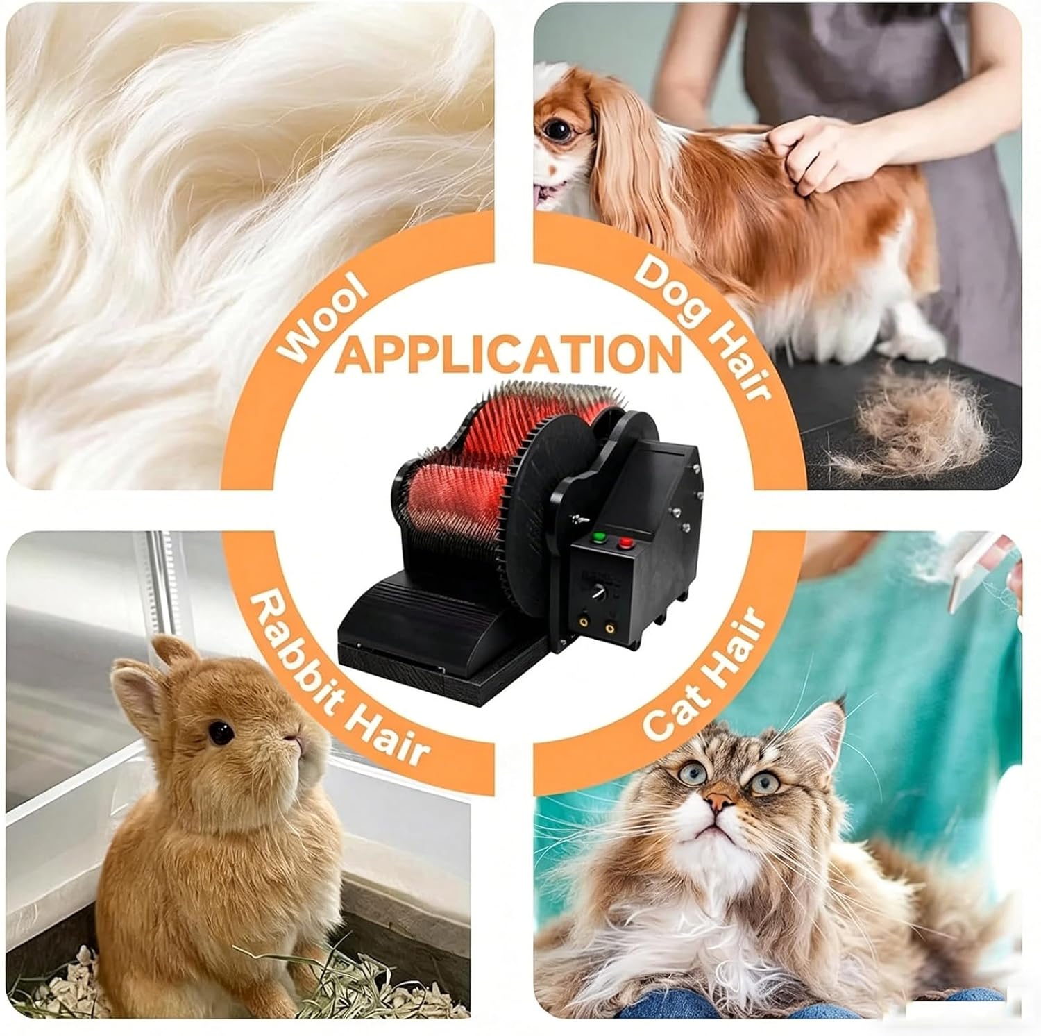 ERRSOU Electric Wool Drum Carder, 0-56 RPM with 2 Foot Switches | Fiber Combing Machine, Includes Brush & Awl, Adjustable Fwd/Rev Speed, Fast Color Mixing, for Wool Carding & Blending Mixing