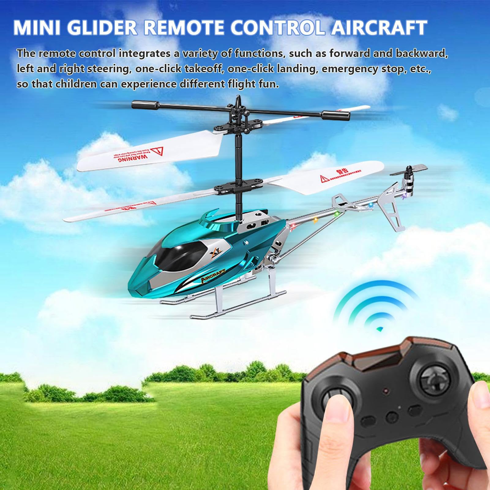 Giocattolo per Elicottero Volante - Drone RC telecomandato per Bambini Principianti, Funzione di Atterraggio per Decollo a Tasto Singolo, Elicottero Giroscopico Stabile | Giocattolo aereo da esterno p