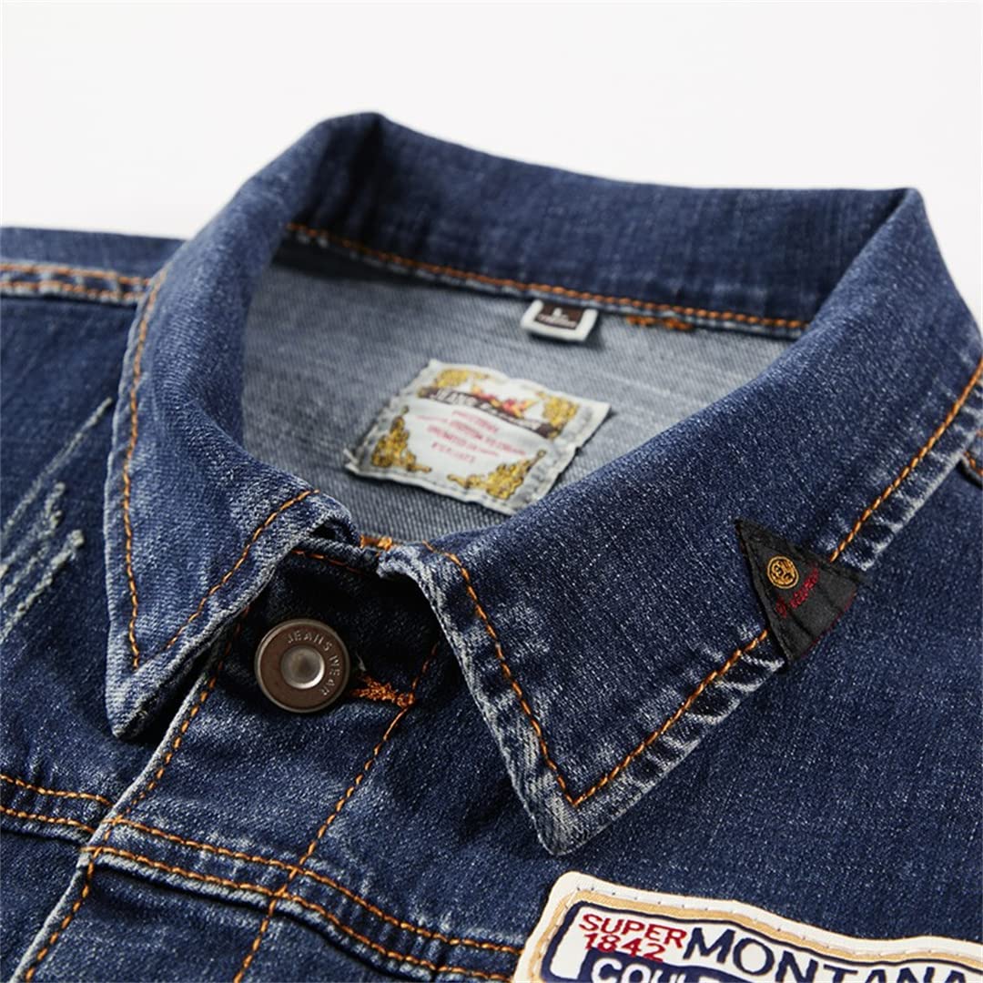 Hcclijo Motorrad Bikers Denim zweiteiliges Set Jacke Jeans Herren Sets Streetwear Oberbekleidung Hosen Sets Blau L 30