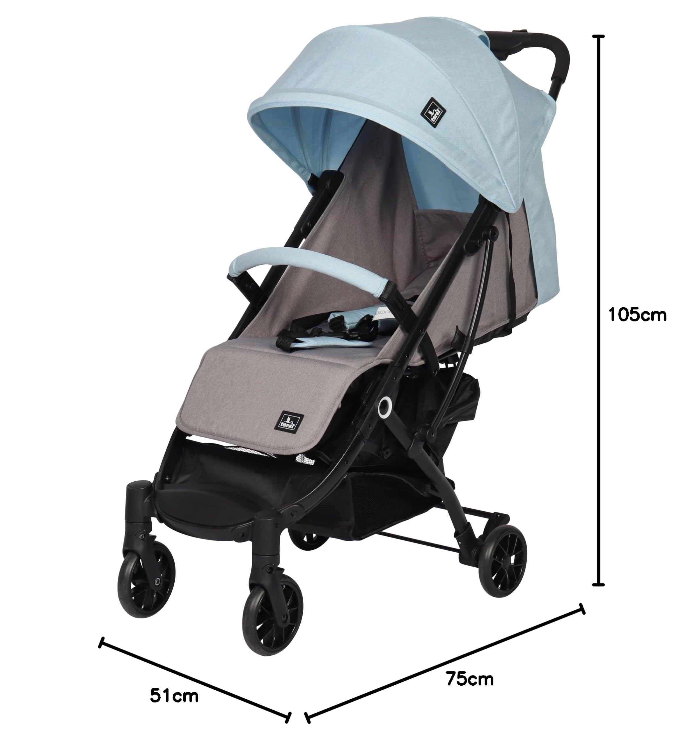 Toral Silla de Paseo Ligera Modelo Neo - Silla Paseo Ligera o Carrito bebe con Arnés, Respaldo Reclinable y con Capota Ajustable - Carro Bebe Color Azul