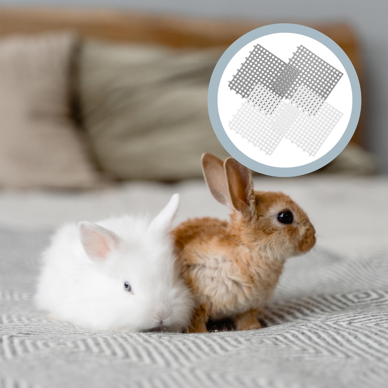SOLUSTRE 4 Stück Hasenpfotenmatten aus Kunststoff Zuschneidbare Bodenmatten mit Lochdesign rutschfeste Kaninchen und Meerschweinchen Käfigeinlagen für Kleintiere und Haushalt