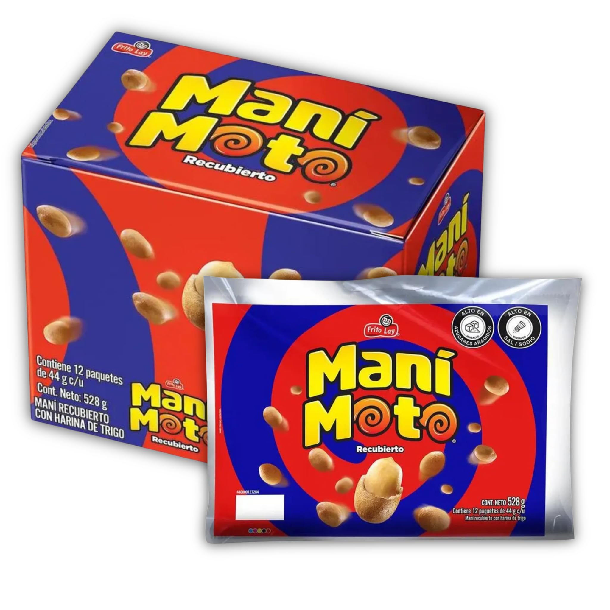 Generic MANIMOTO (Box of 12) por 528g / 18.62Oz - Mani Recubierto con Harina de Trigo - Wheat-Flour Coated Peanuts - Imported from Colombia - Despensa Colombiana