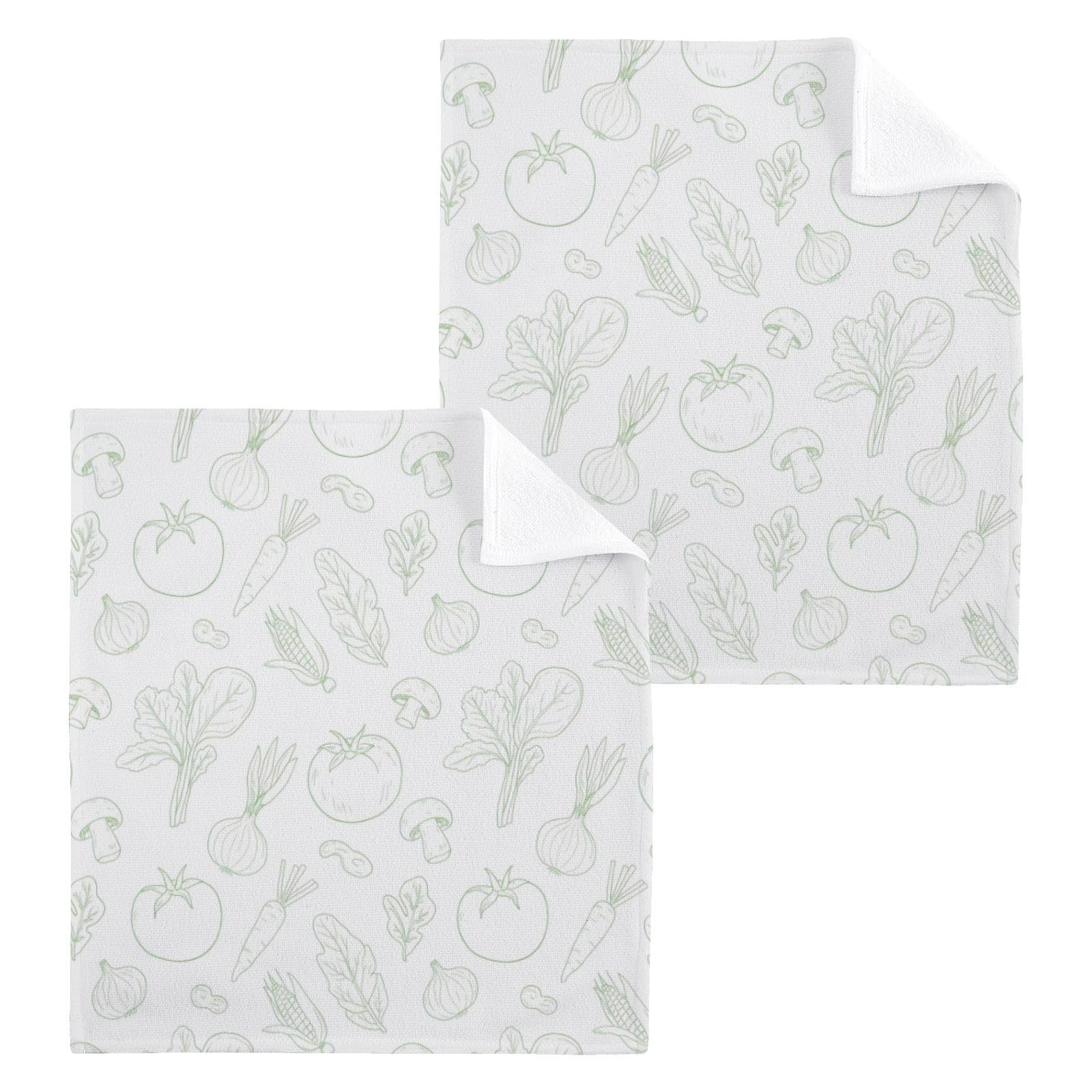 BOESI Outline Veggie 12x12in Cotton Washcloth,Soft Absorbent Face Towel