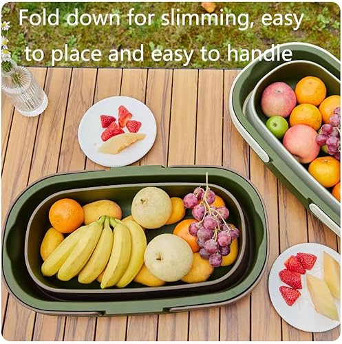 Miniatura 4 de Cesta plegable de picnic para acampar al aire libre con tapa, contenedores de almacenamiento de plástico, cesta de almacenamiento plegable portátil