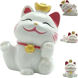 Gato da Sorte Japonês, Gato da Sorte Japonês, Maneki Neko JP0329. Traga Sorte e Prosperidade para o Seu Lar Com Este Encantador Maneki Neko, o Tradicional Gatinho da Sorte Japonês. (JP0329-1)