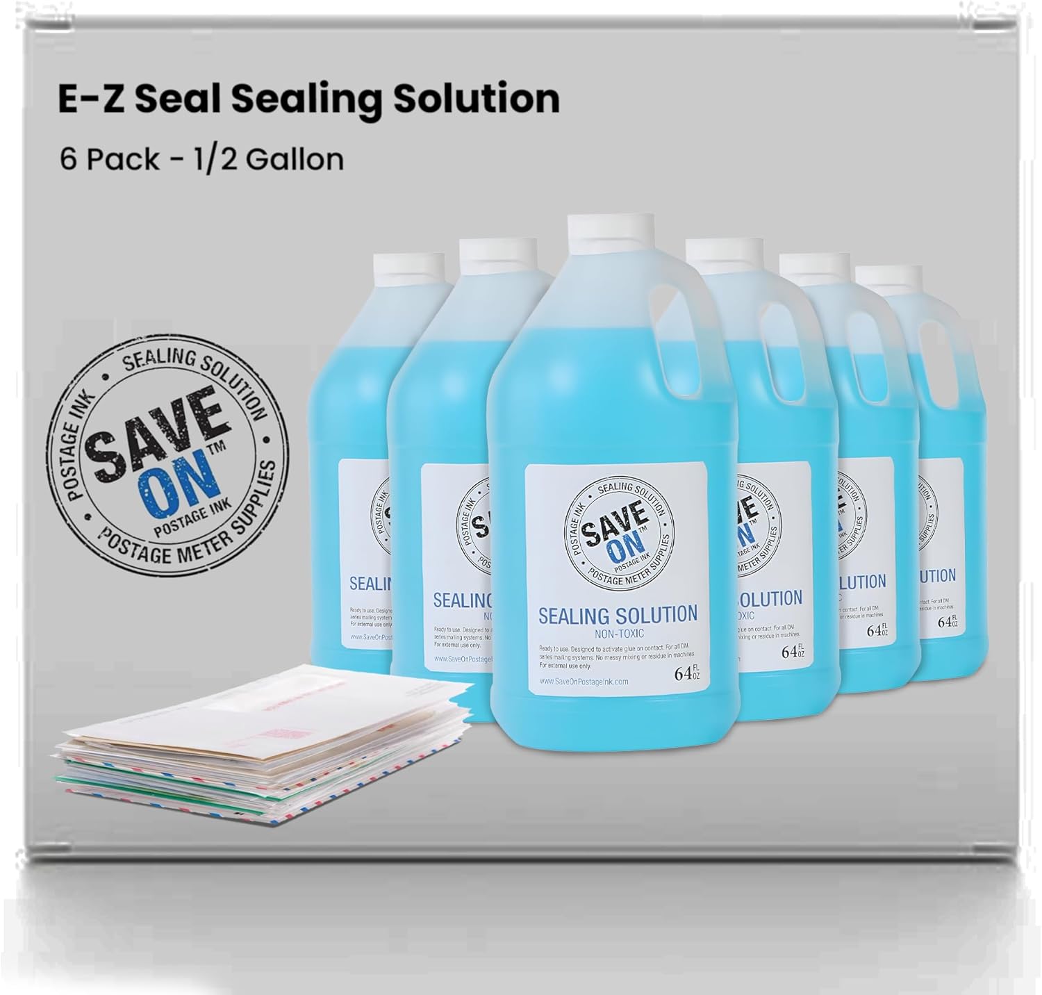 Pitney Bowes 608-0 Compatible E-Z Seal Sealing Solution (6 Pack - 1/2 Gallon) - Envelope Sealer for DM Series Mailing System - Envelope Seal for Effortless Sealing