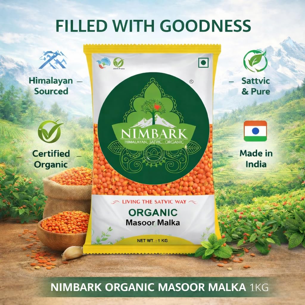NIMBARK Masoor Malka | Best Lentils | Protein-Rich | 1kg | Unpolished | Naturally Rich Source Of Protein | Naturally Cholesterol-Free (Pack Of 1)