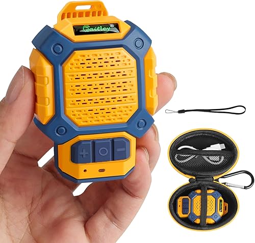 waitley Mini altavoz Bluetooth portátil, clip y cordón, IP56 impermeable, tiempo de reproducción de 12 horas, micrófono integrado para exteriores,
