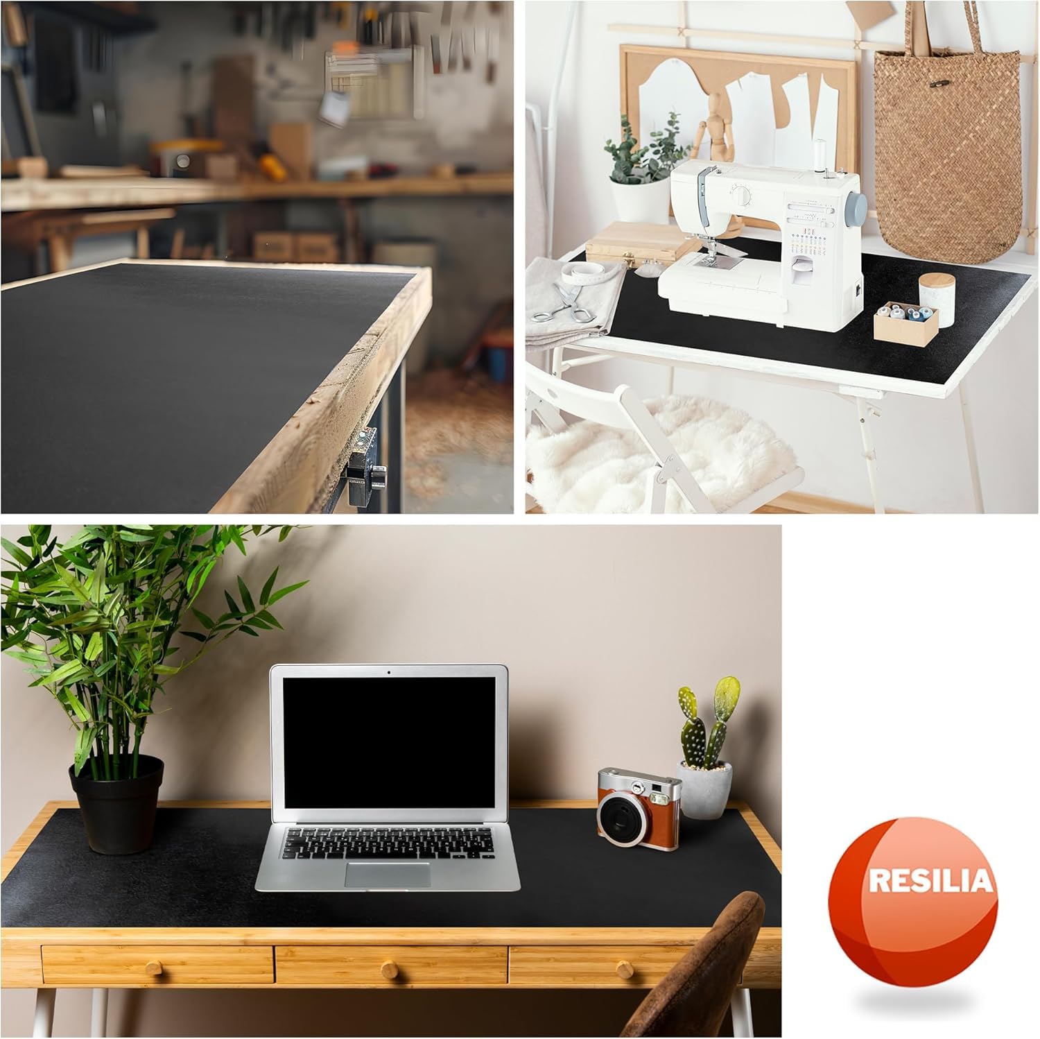 RESILIA Work Bench Mat - 15” X 36” X 0.06" Scratch-Resistant PVC Mats - Protect Your Workbench, Table, or Tool Station from Painting, Woodworking, Crafting, Building, & More, Black, Made in USA — Amazon image 5
