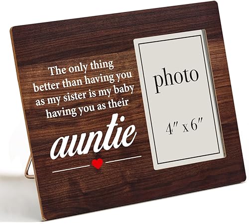 Nurawo Regalos para tía, regalo de tía nueva para hermanas amigas, regalos de anuncio de tía, marco de fotos de madera para mesa o pared (para fotos