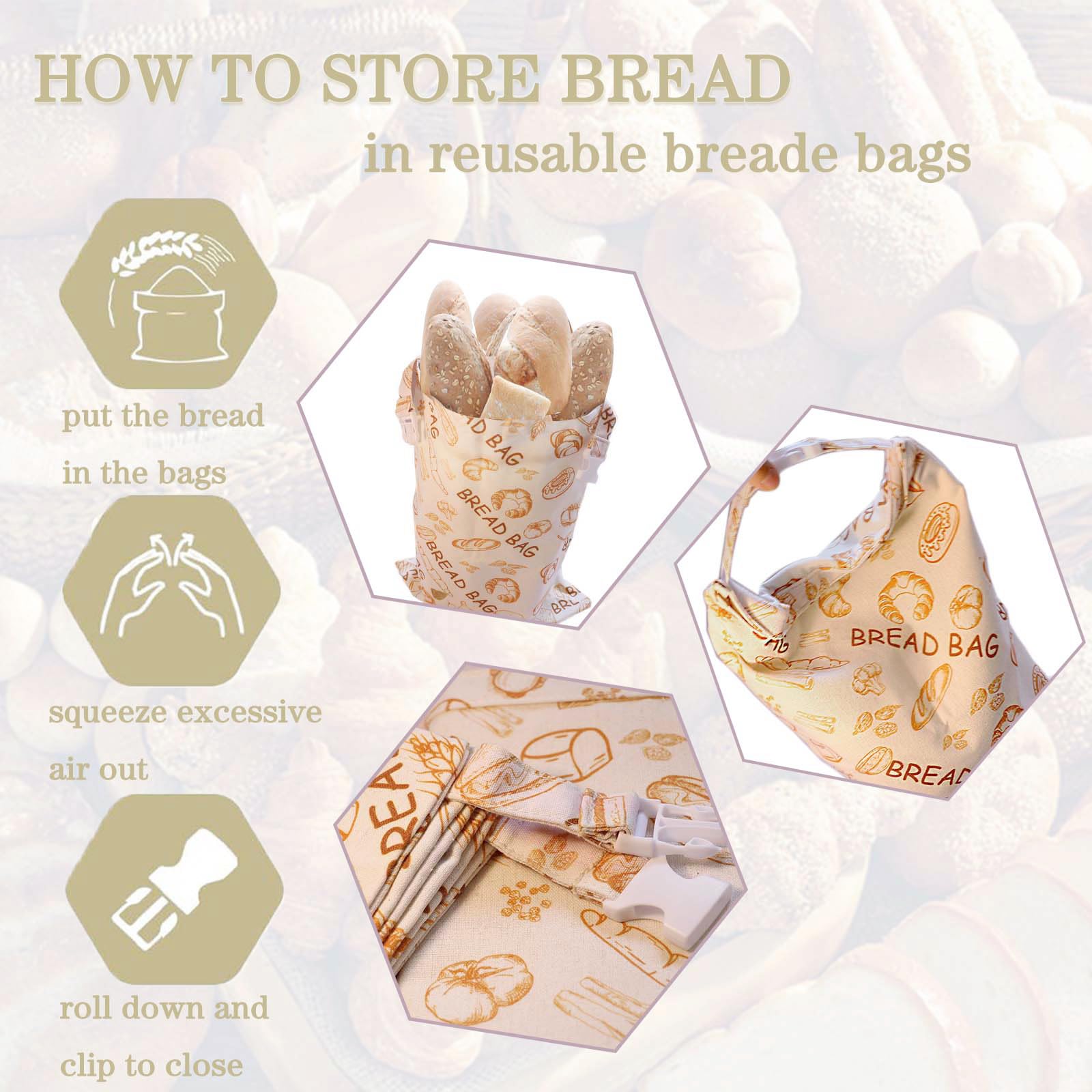 (2 Pack) Beeswax bread bag - reusable bread bags for homemade, beeswax bags for sourdough, Reusable Food Storage Bag to Keep Fresh