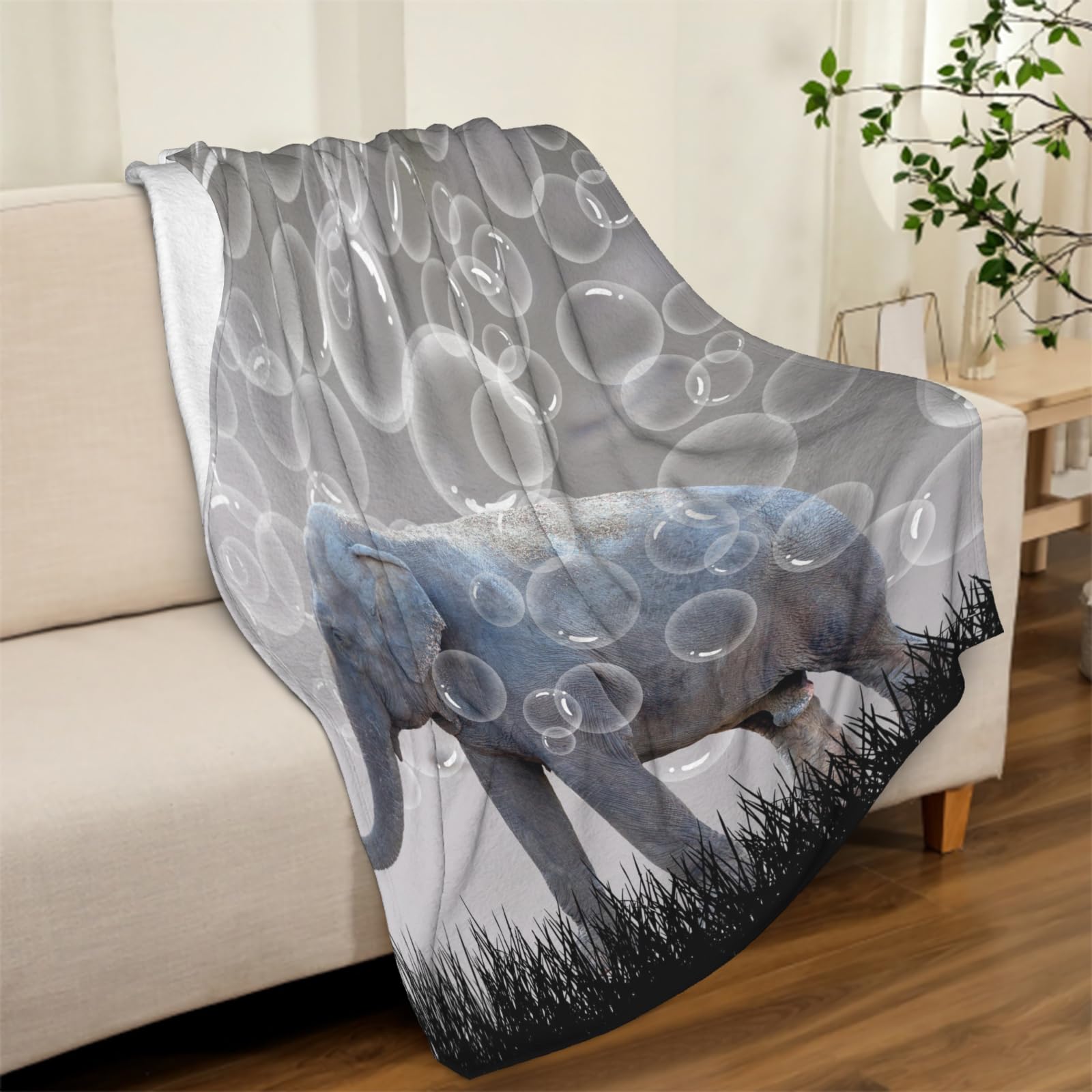 Dhakalrlde Ästhetische Elefantendecke Aus Flanell – Weich, Warm & Ganzjährig Nutzbar, 127x152 Cm