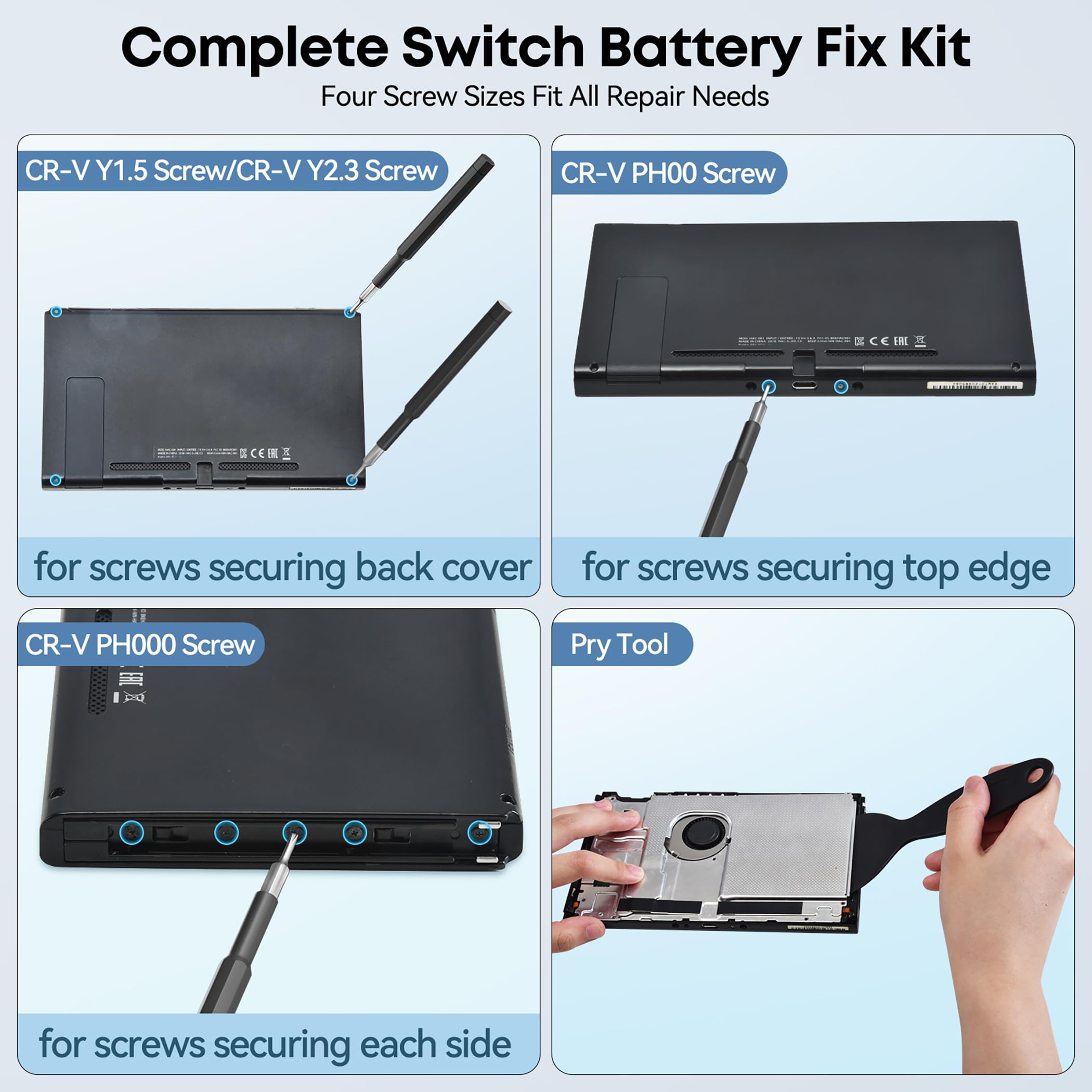 4350mAh Batteria di Ricambio Nintendo Switch HAC-001, Batteria Switch per Console di Switch OLED (2017/2020) HAC-003, Batteria Li-ION con Kit di Strumenti di Riparazione Completo, Accessori Gaming