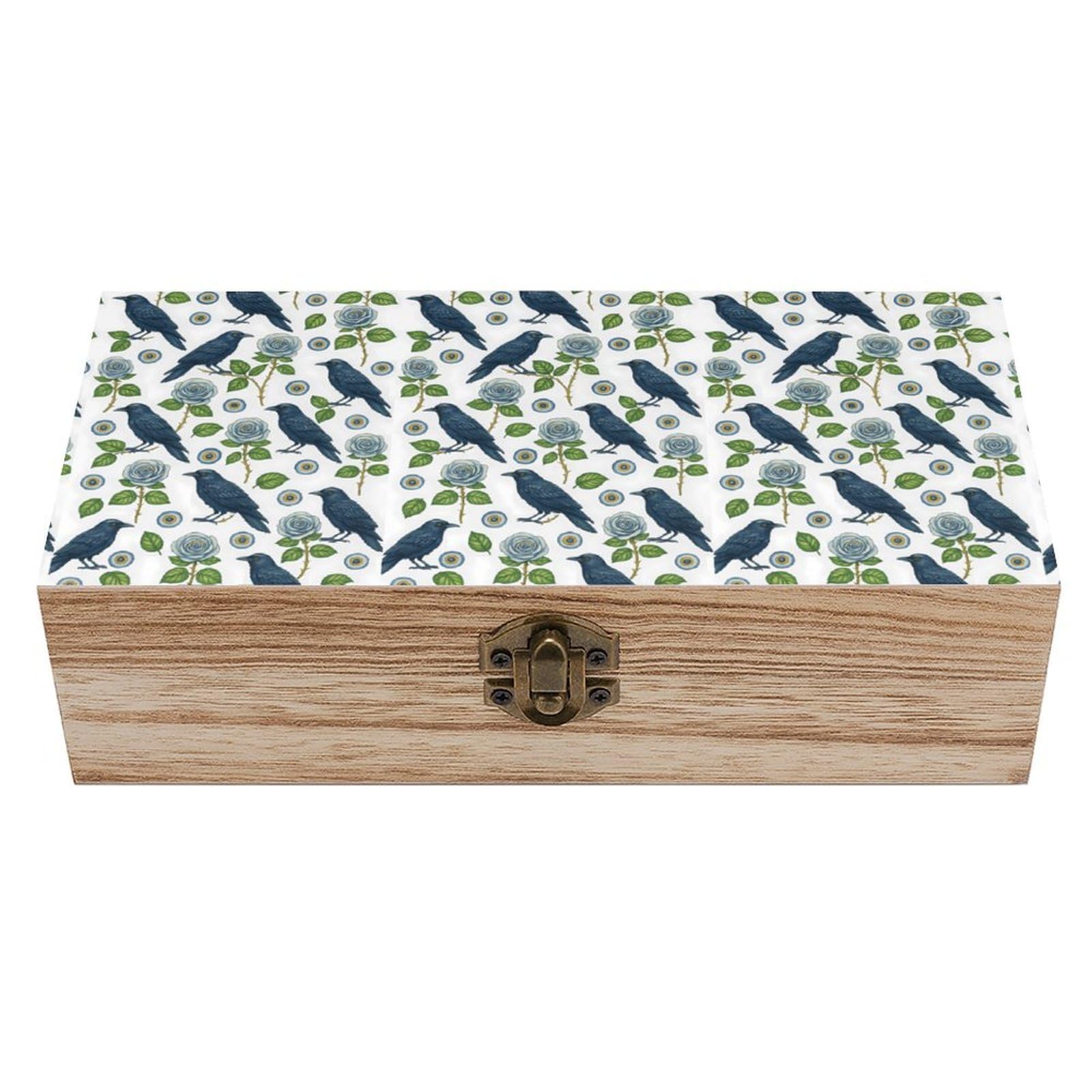 HLBSDM Trippy Eye Rose Crow Wooden Storage Vintage Keepsake Decorative Boxs