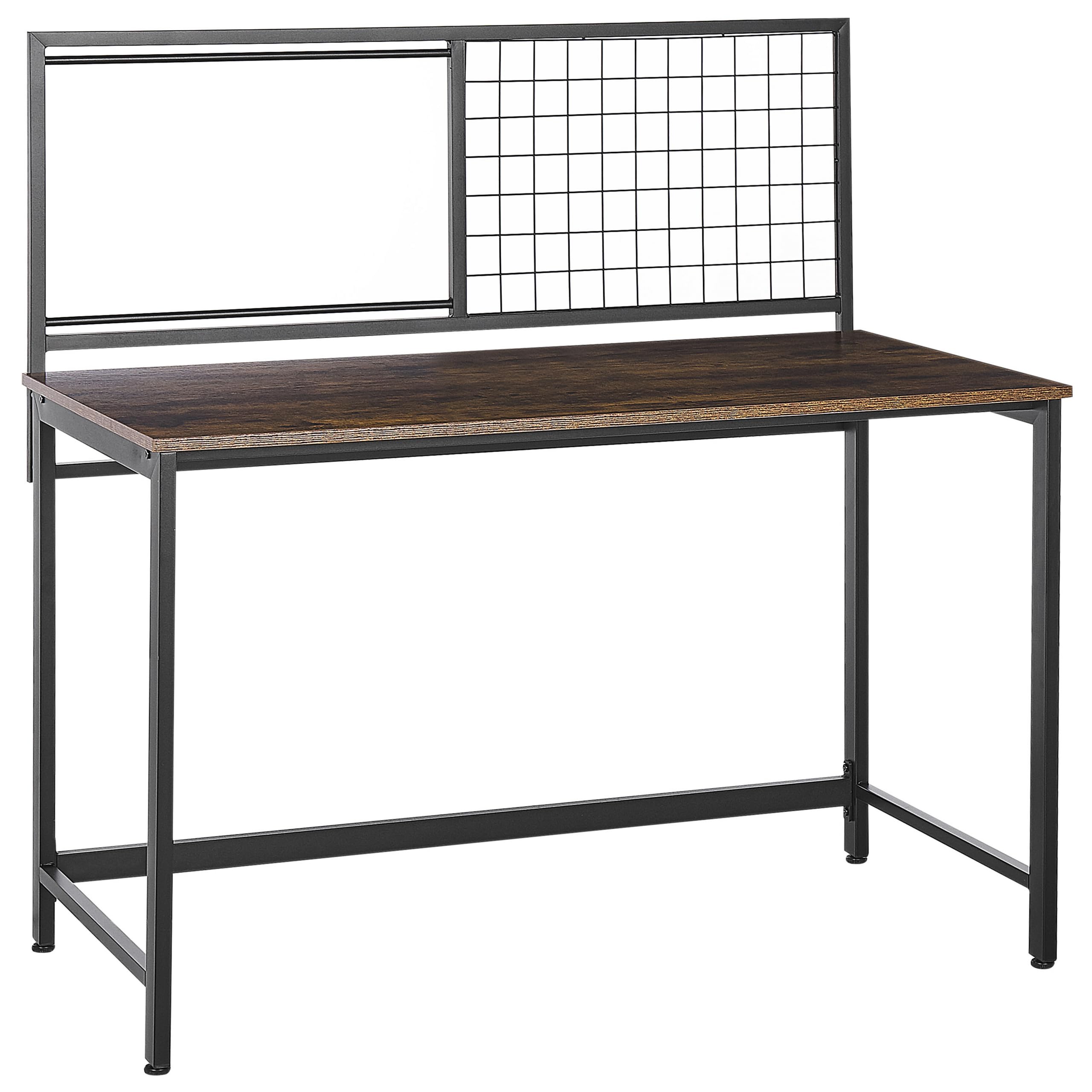 Beliani Scrivania compatta industriale smart working Effetto Legno Scuro con organizer