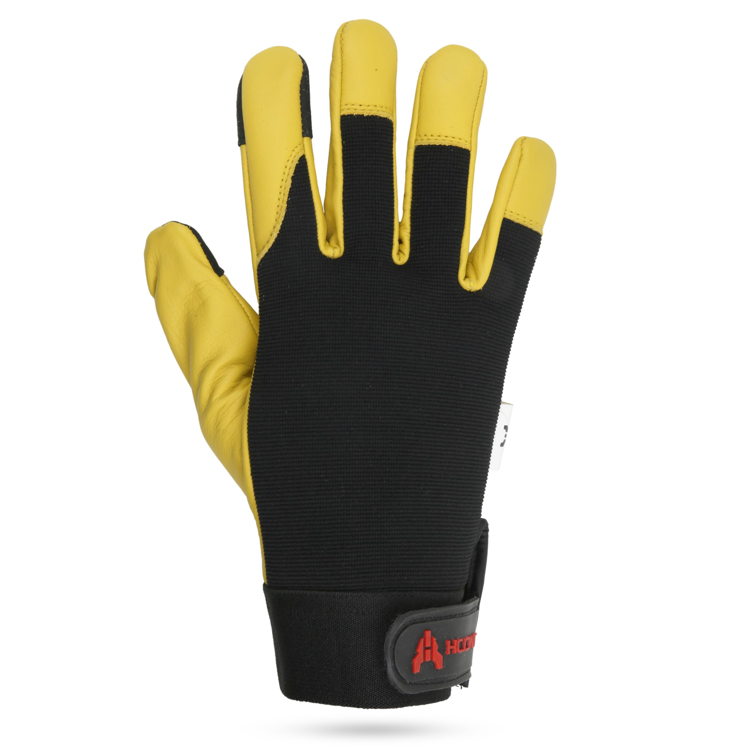 Guantes mecánicos de cuero de vaca amarillos con tacto de dedo (L)