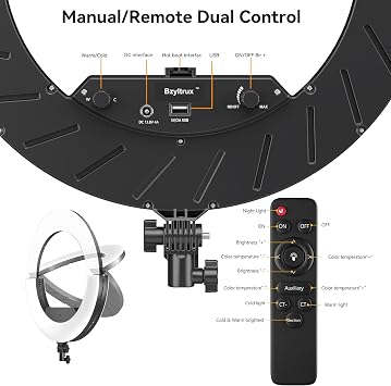 18 55W Ring Light, High Brightness, No Bracket, Linkable on Wall-Mounted Triangular Arm, Ideal for Studios & Makeup, Live Streaming & Hair Salons, Best Beginner LED Light