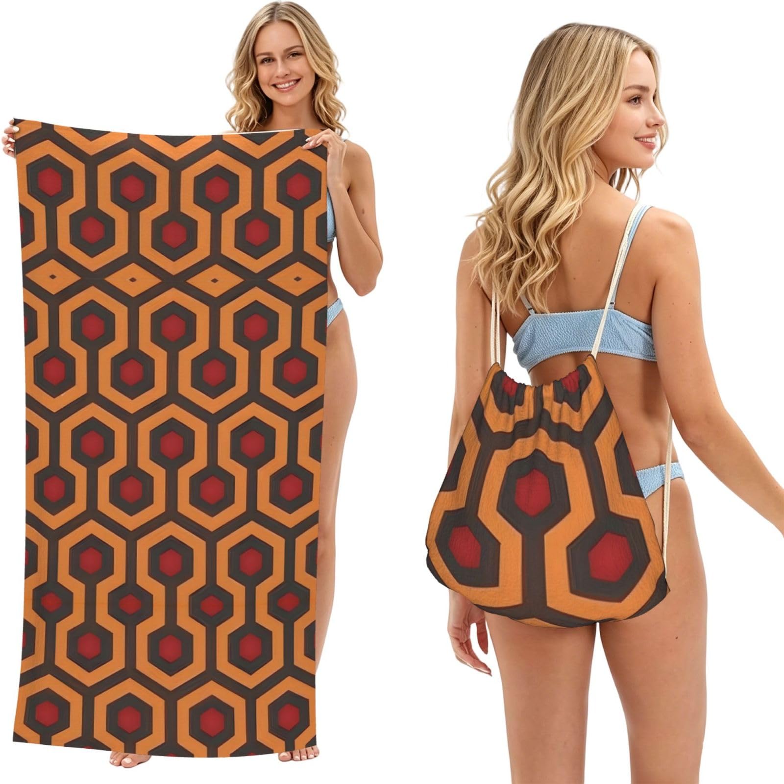 SXZVVBN Shining Overlook 2-in-1 Beach Towel Bag, Quick Dry Sand Free Travel Towel Backpack for Adults