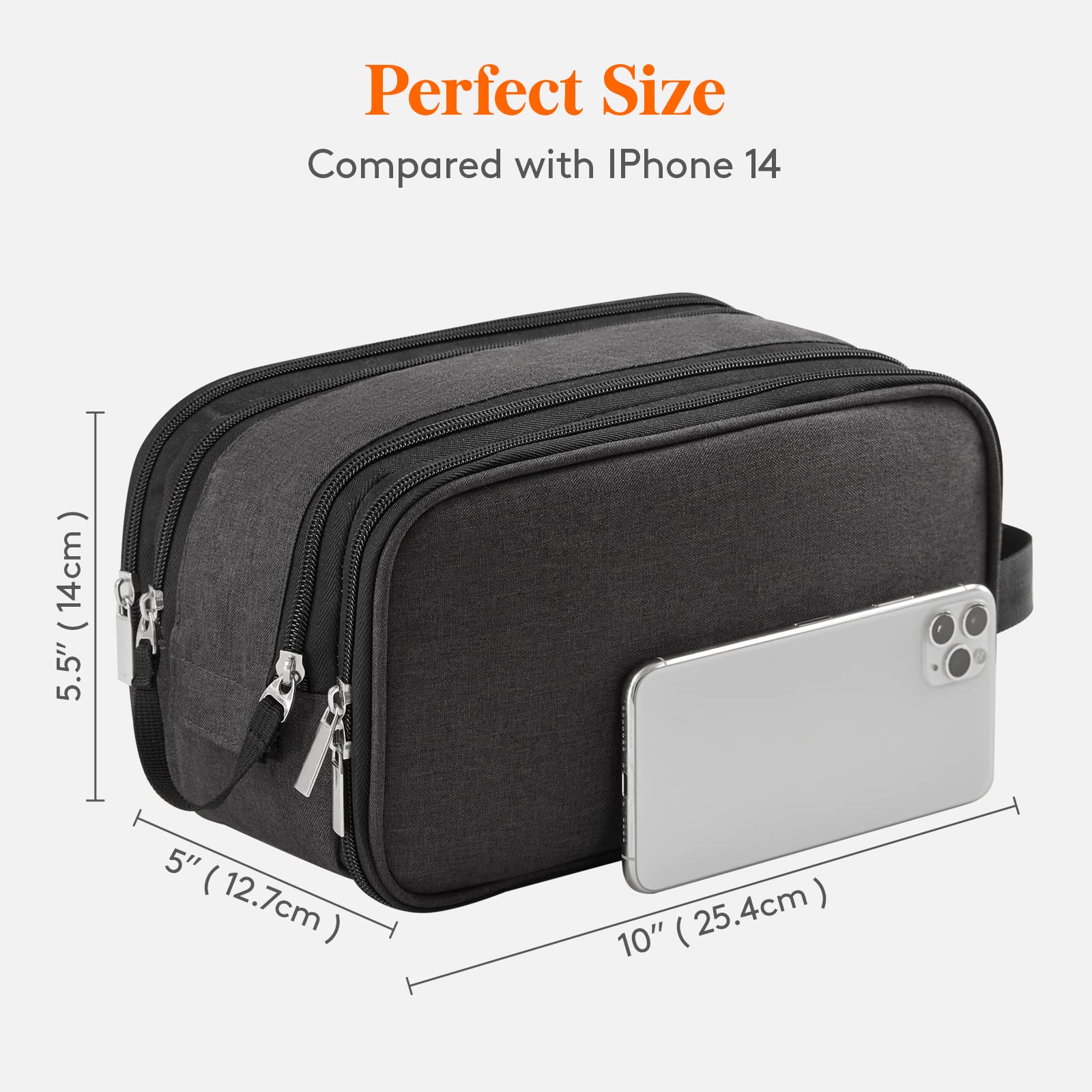Lifewit Beauty Case Viaggio, Trousse Resistente all'Acqua per Prodotti da Toeletta e Accessori da Barba, Medio, Nero