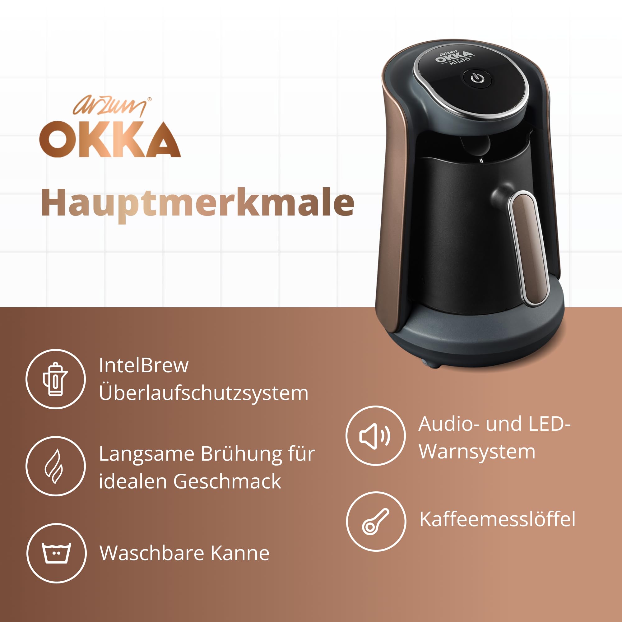 Arzum Okka Minio Türkische Kaffeemaschin Mit Patentiertem Überlaufsensor – Bild 3