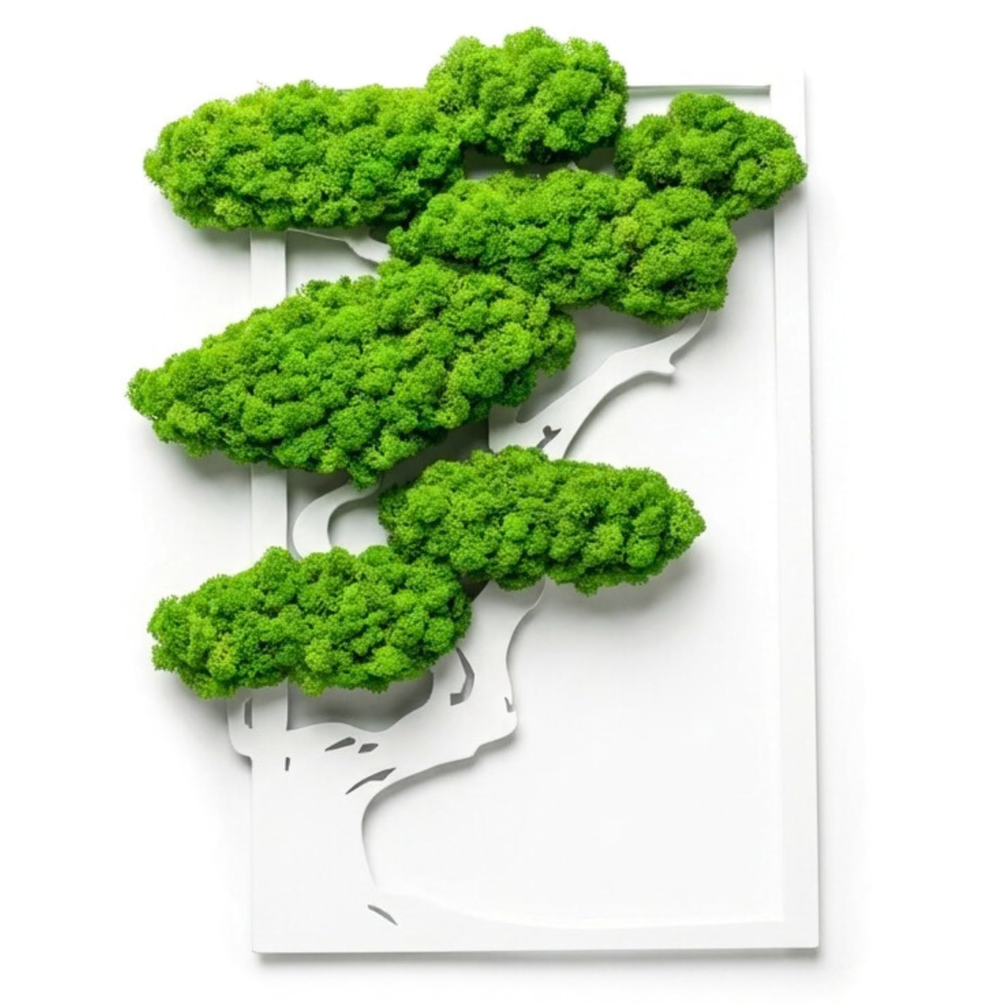 Scandinavian Moss Moosbild, Natürliche Wanddekoration aus echtem Moos, Handgefertigt, Moosbilder in Form Eines Baumes, Islandmoos, Wandbild, Rentiermoos, stabilisiertes Moos