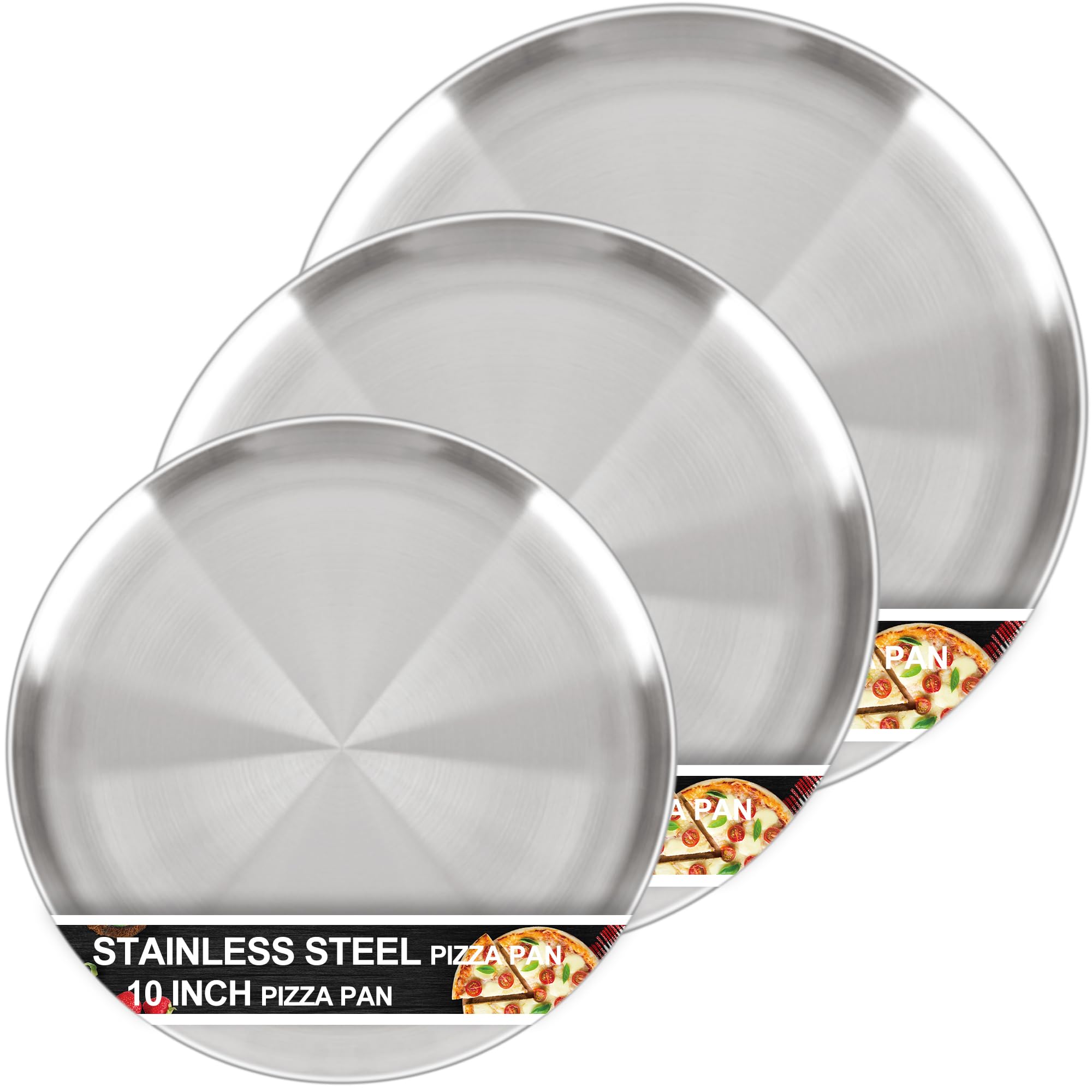 Pizza Pan for Oven, 3PCS Stainless Steel Pizza Pans (13.5 & 12 & 10 Inch)
