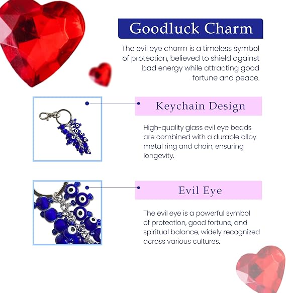 LUCKBOOSTIUM Evil Eye Cluster Keychain Ring