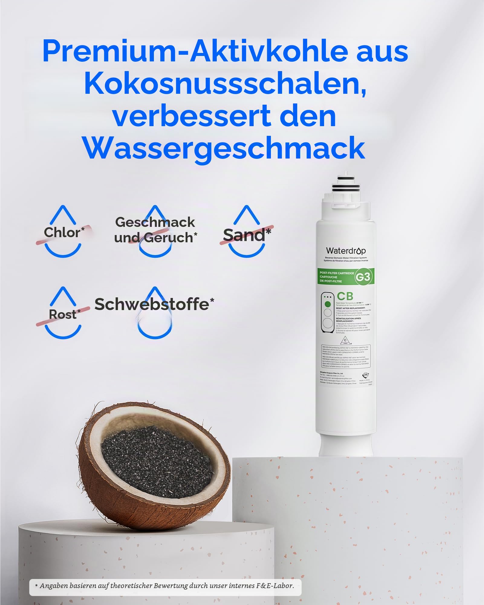 Waterdrop WD-G3-N3CB Filter, 1 Jahr Lebensdauer, Ersatz für WD-G3-W Umkehrosmose-System
