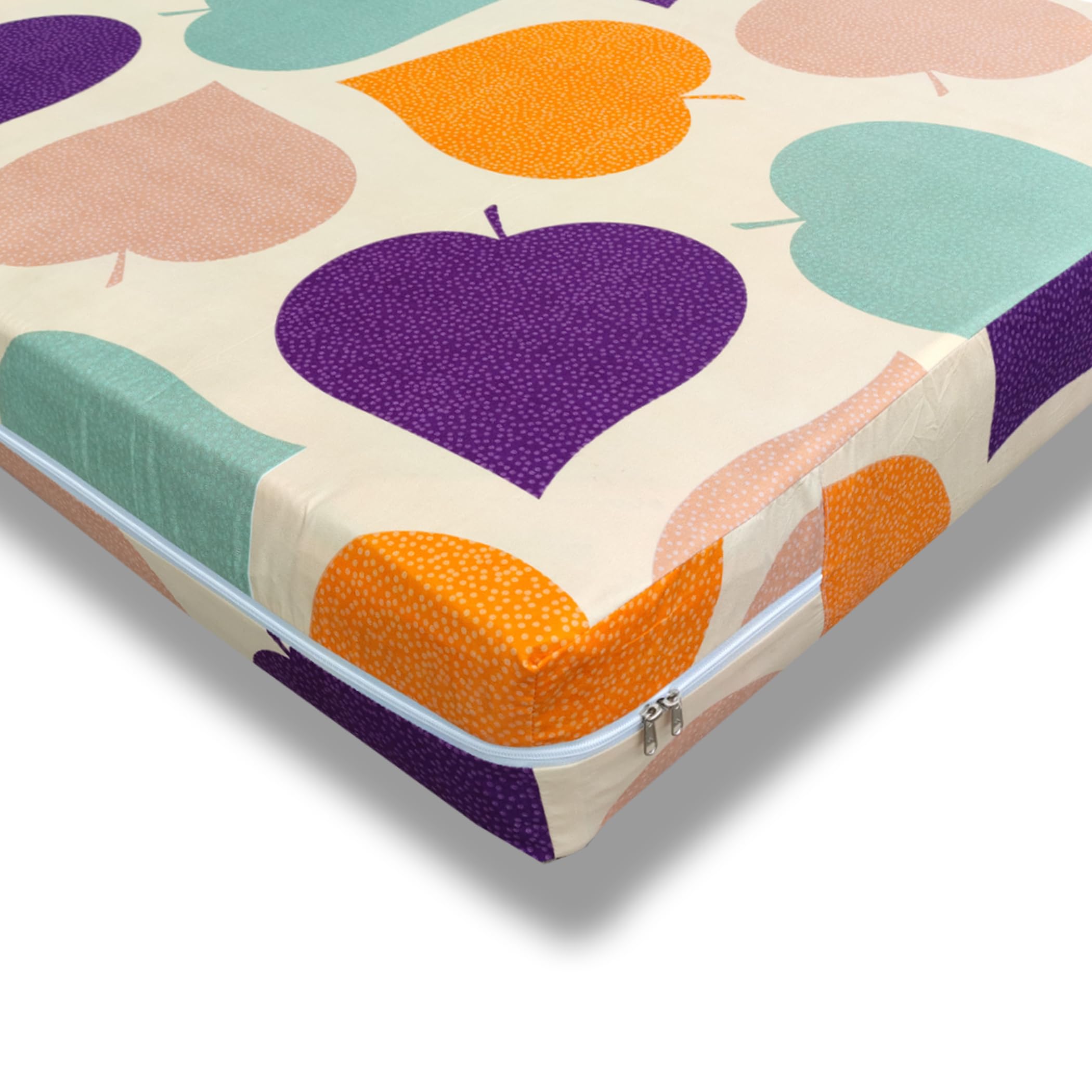 WELLFIT® Premium Glace Cotton 300 TC Mattress Cover/Protector for Single Size Bed with Zip/Chain/3×6 ft / 36×72×6 inch