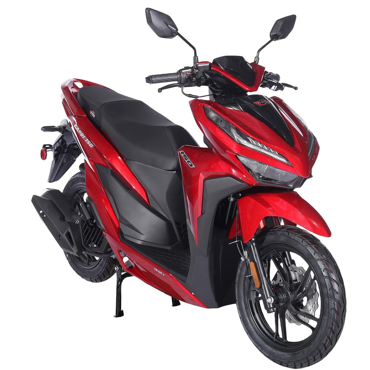 X-PRO 150cc Gas Adult Moped with 14" Aluminum Wheels, Electric/Kick Start! Large LED Lights! (Red)