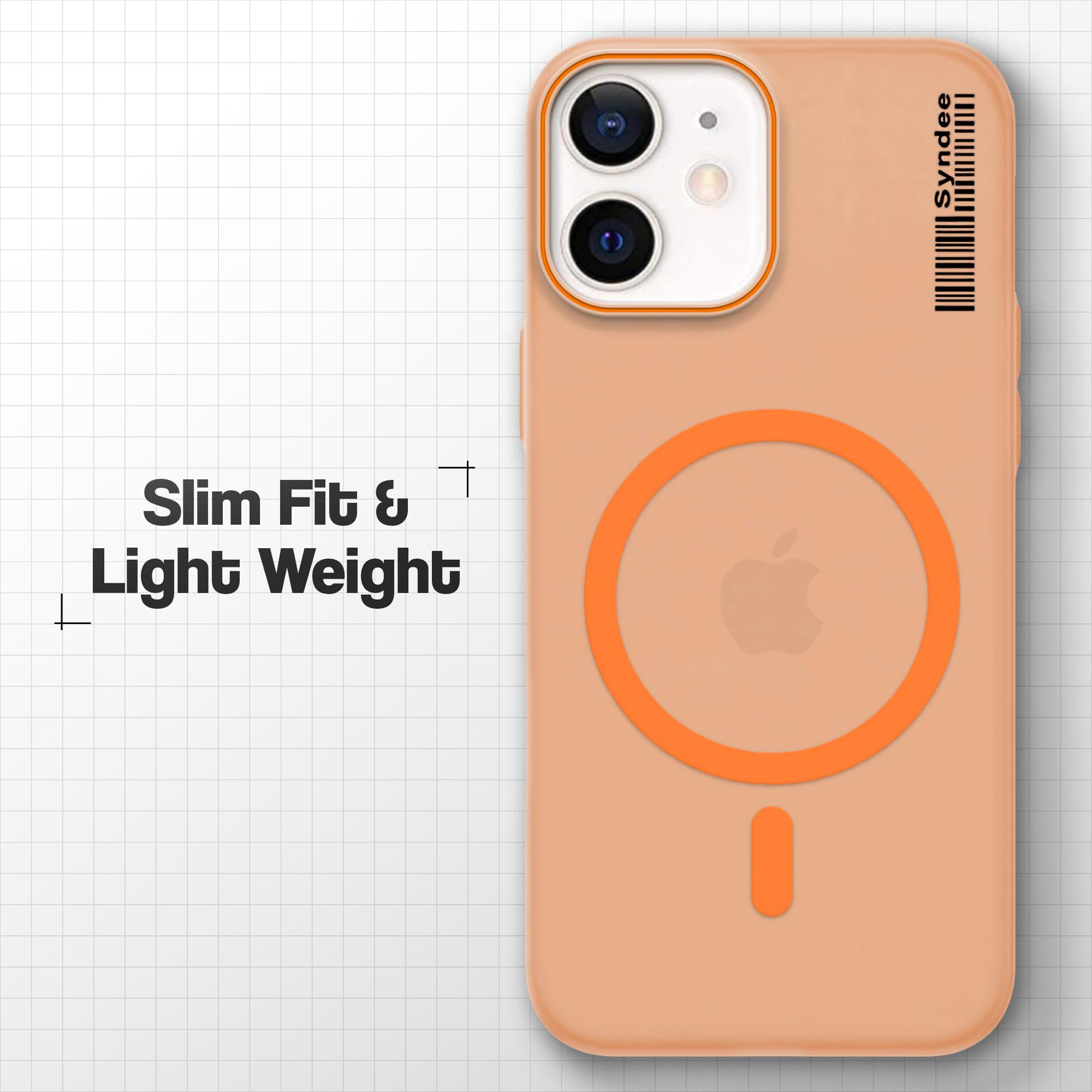 DL3 Mobilak Case Back Cover for iPhone 11, Sleek Frosted Translucent Back Only Compatible with Wireless Magnetic Accessories | Anti-Scratch Shockproof Phone Case (Orange)