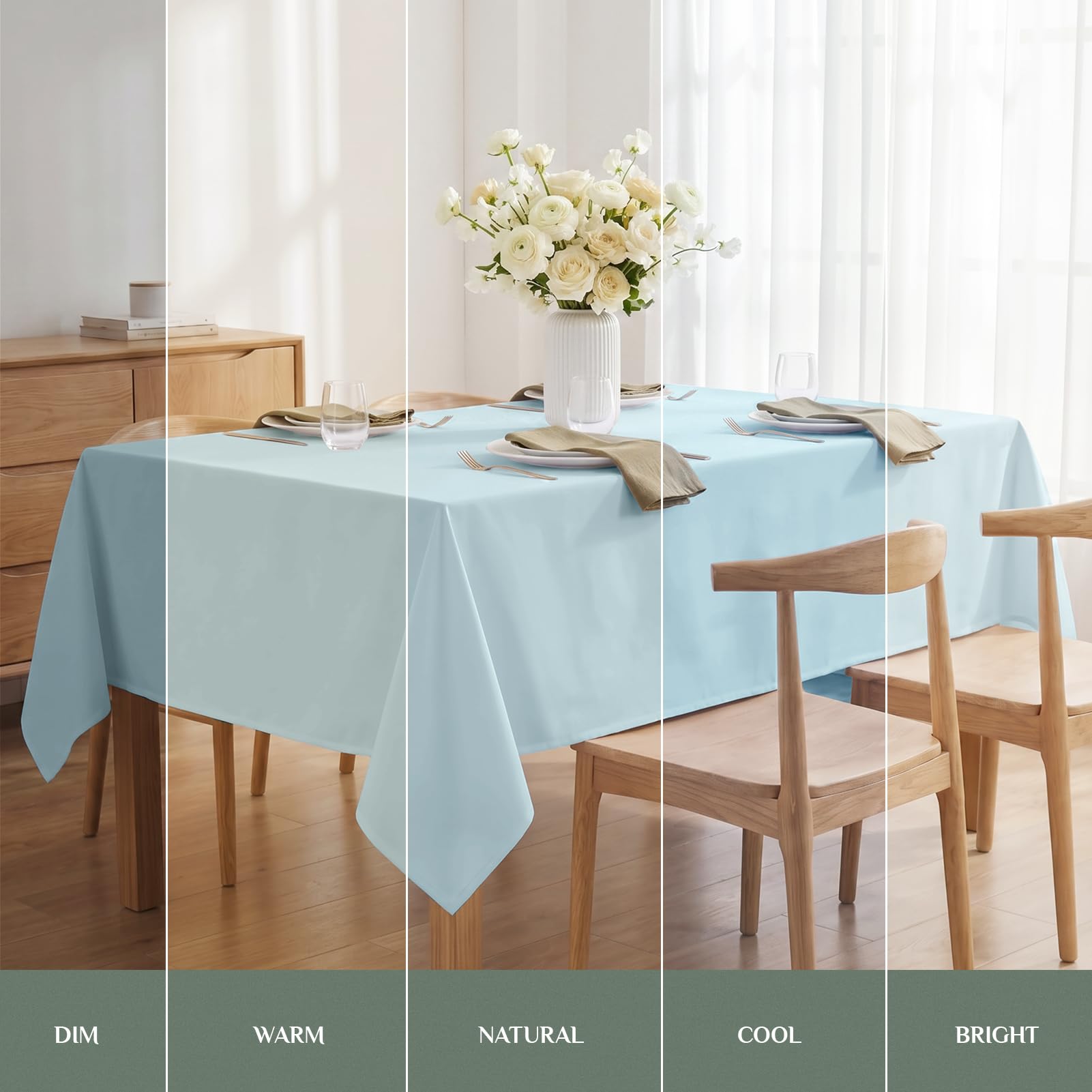 Softalker Nappe rectangulaire imperméable et résistante aux taches en tissu infroissable lavable en polyester 210 g/m² pour salle à manger, fête, buffet, mariage (228,6 x 396,2 cm, bleu clair)